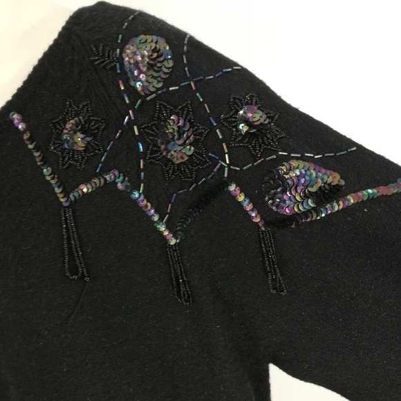 Vtg Beaded Sweater Dress Size L - Picture 6 of 8